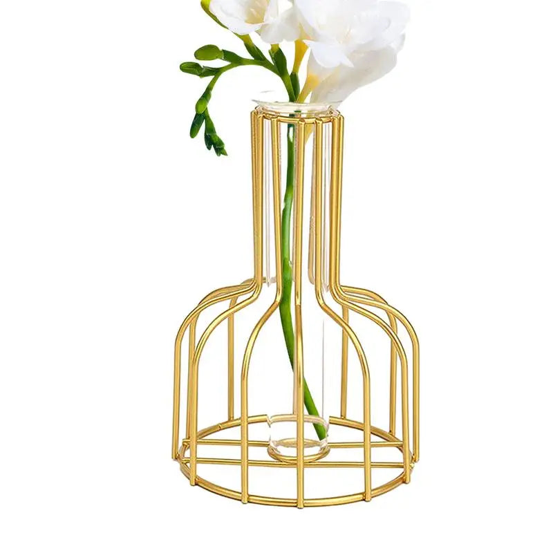 Golden Cage Vase - Elegant Centerpiece for Modern Decor