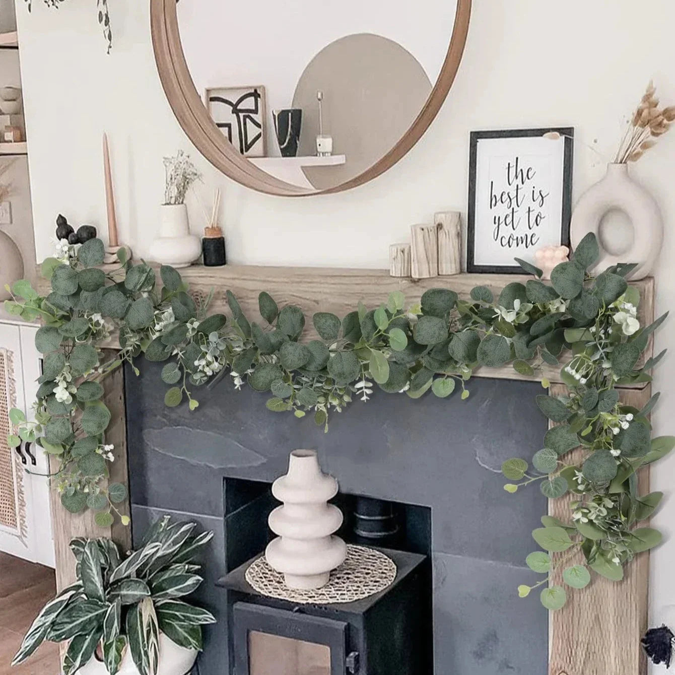 Premium Two-Piece Faux Eucalyptus Garland