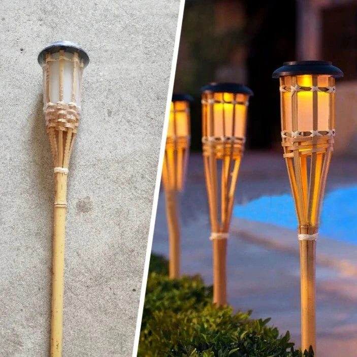 5-Piece Solar Tiki Torch Set – Outdoor Ambience Lighting