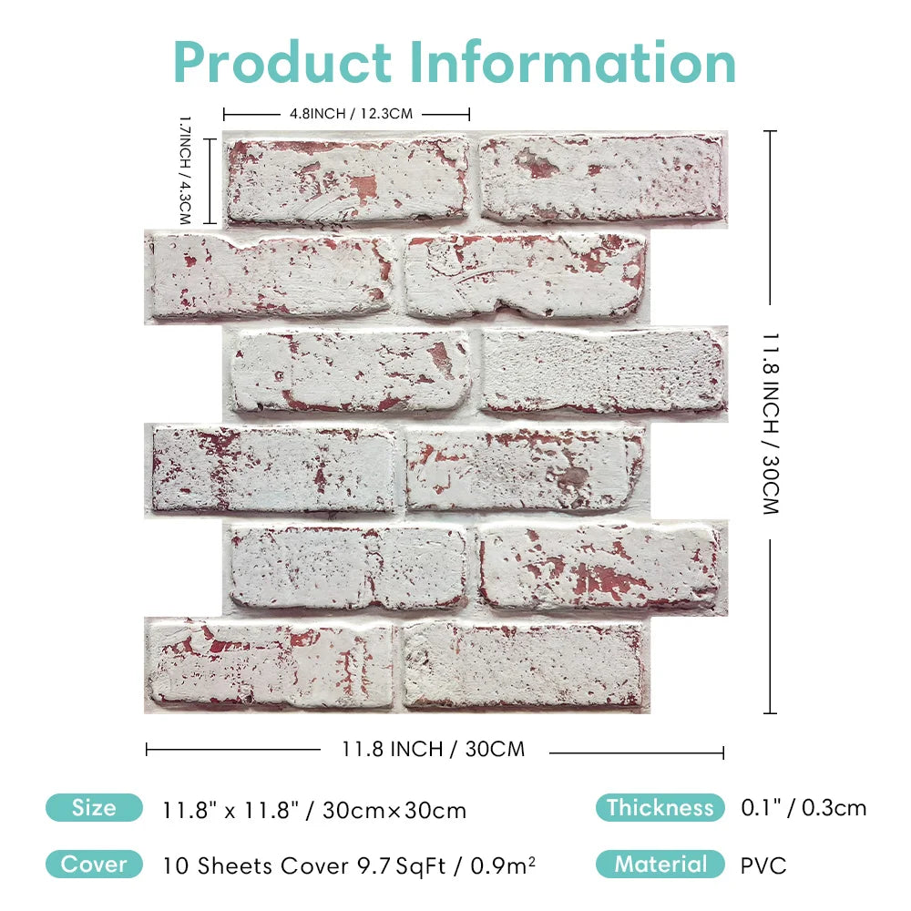 Realistic Faux Brick Wall Panel