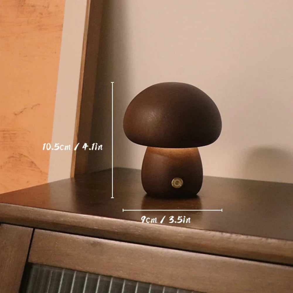 Handcrafted Wooden Mushroom Lamp for Cozy Glow