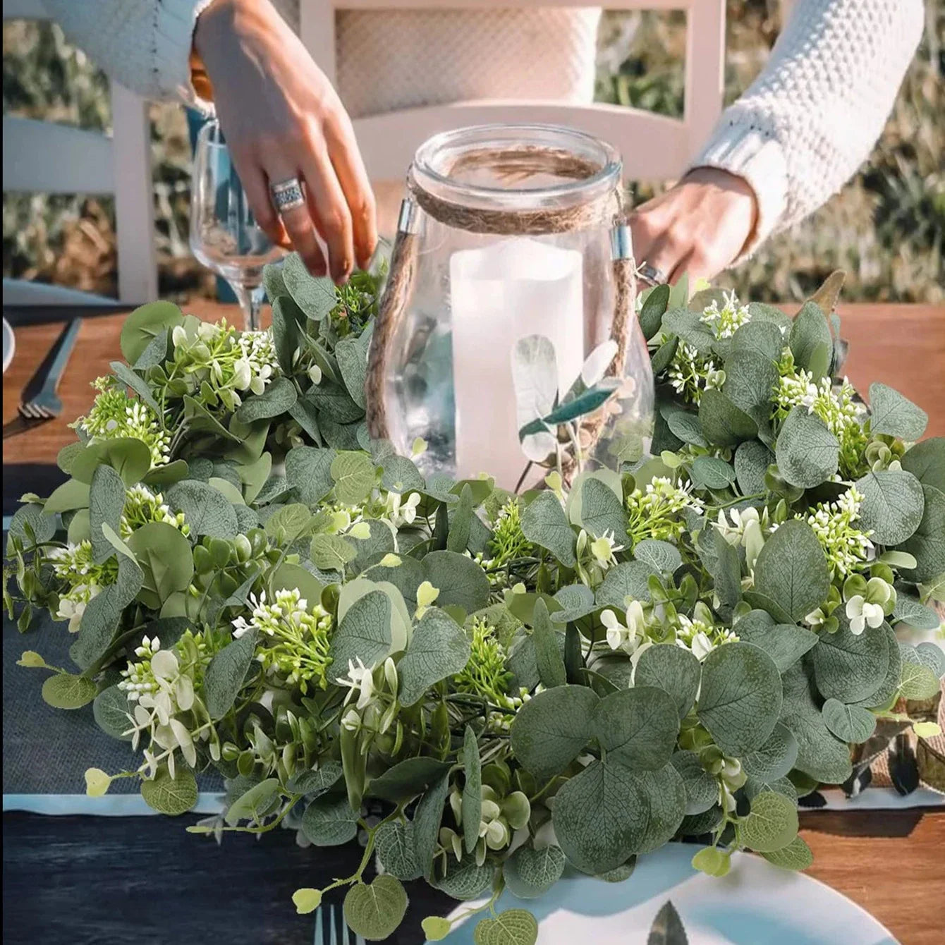 Premium Two-Piece Faux Eucalyptus Garland