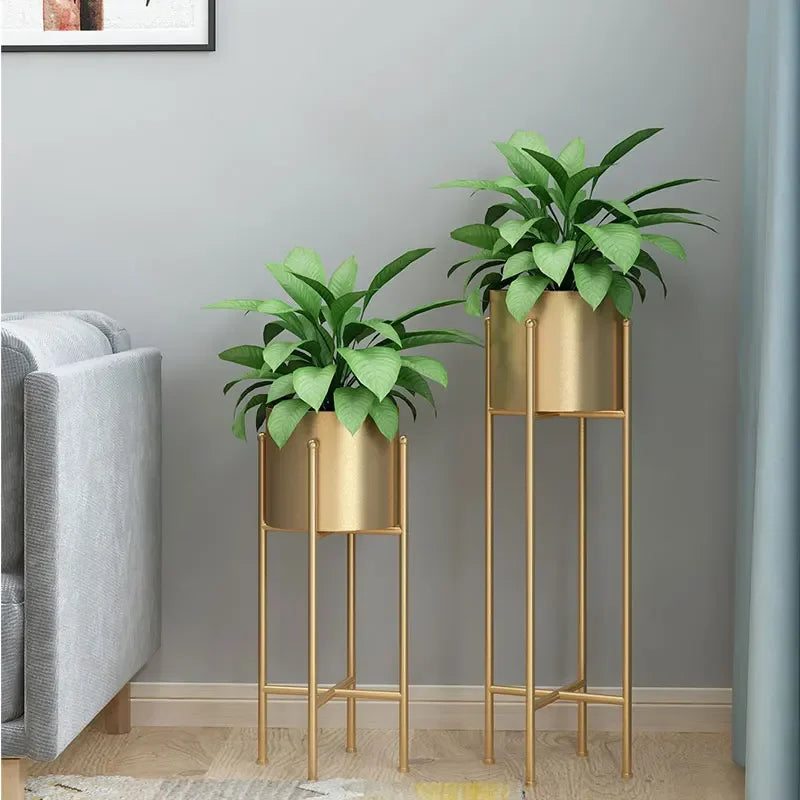 Elegant Metal Planters - 2-Piece Set for Indoor & Outdoor Decor