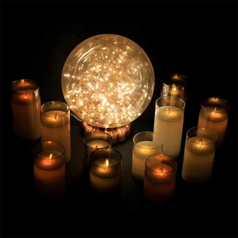 Three-Piece Flameless Candle Set with Realistic LED Flame