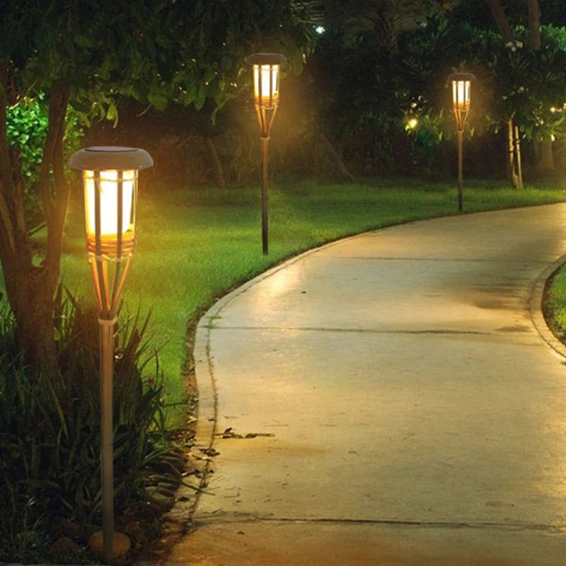 5-Piece Solar Tiki Torch Set – Outdoor Ambience Lighting