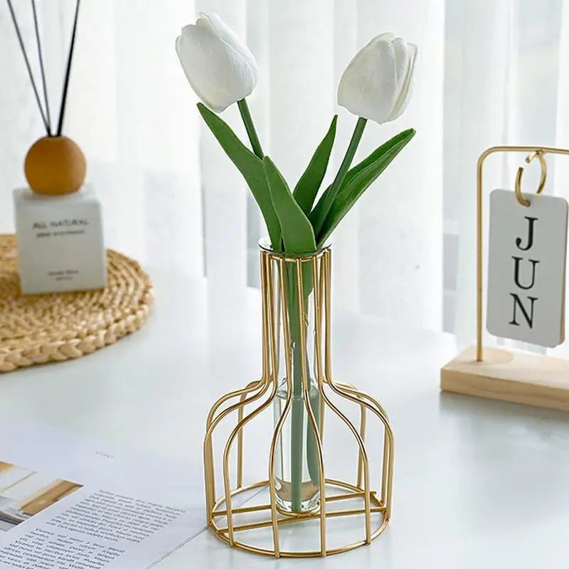 Golden Cage Vase - Elegant Centerpiece for Modern Decor