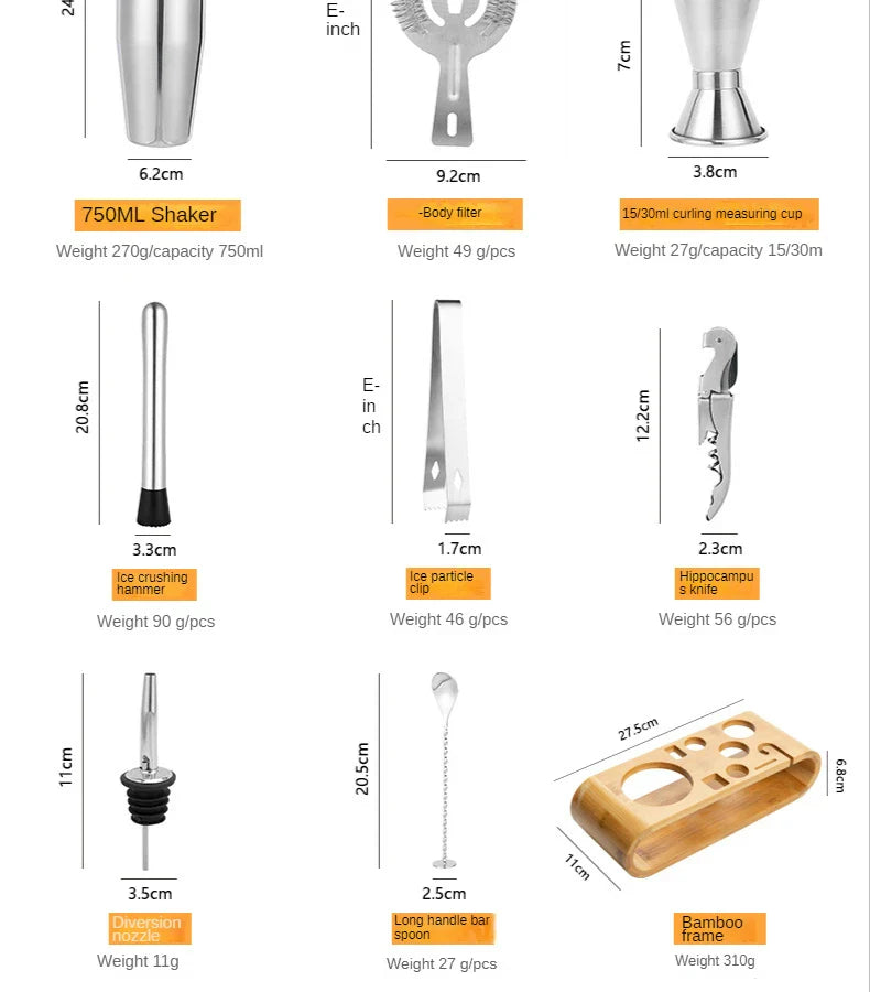 Premium Metallic Bar Set - Sleek Barware for Modern Entertaining