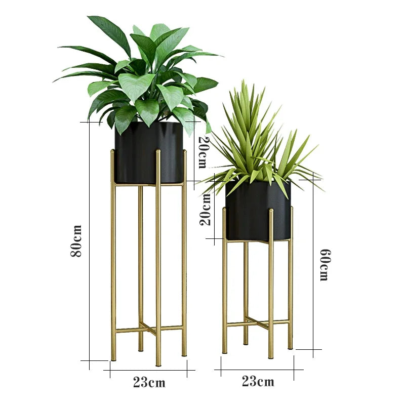 Elegant Metal Planters - 2-Piece Set for Indoor & Outdoor Decor