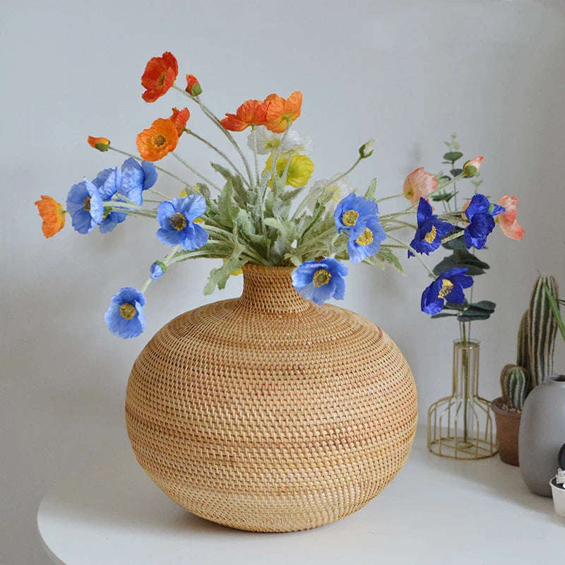 Handwoven Rattan Vase for Natural Boho Decor