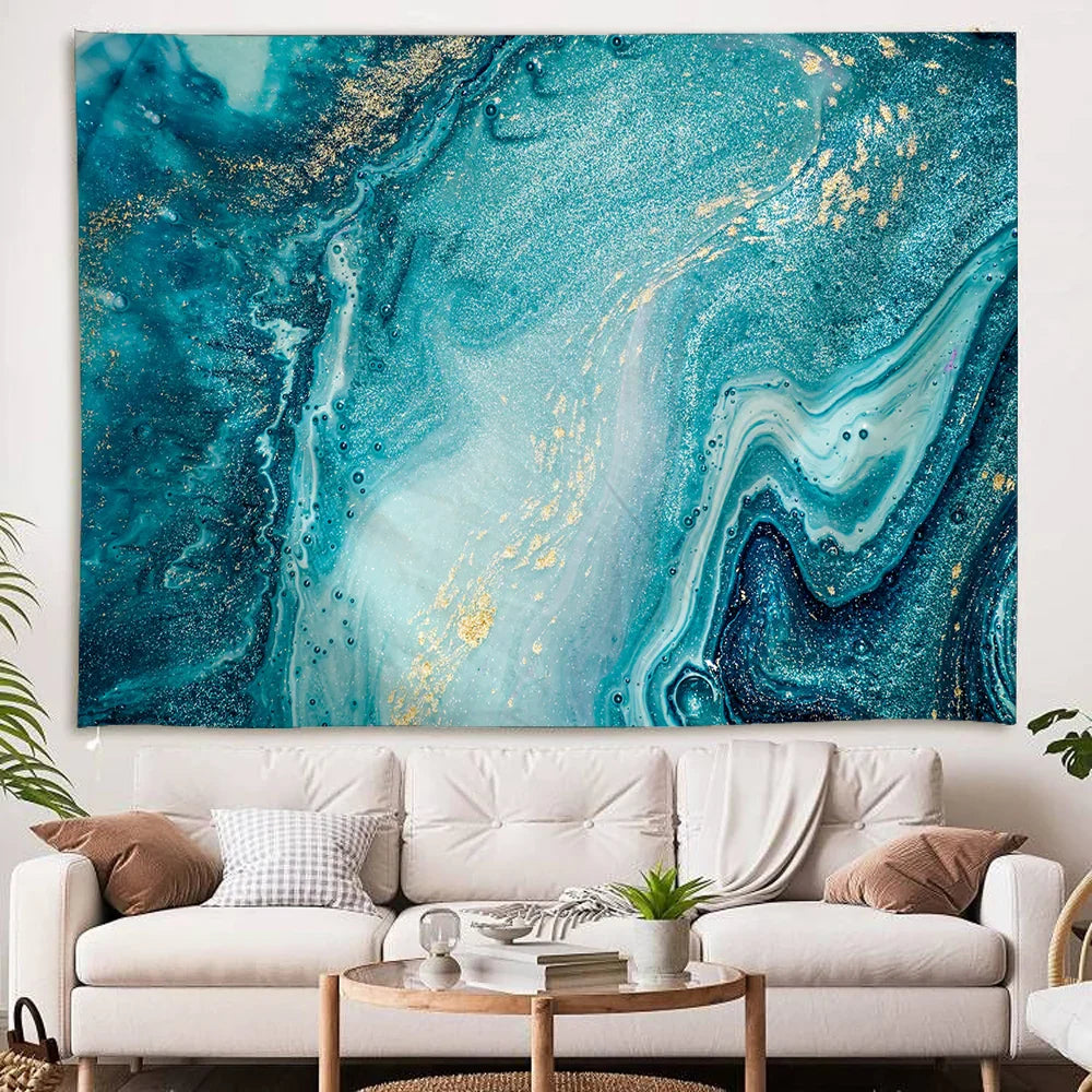 Blue Agate Tapestry - Elegant Geode-Inspired Wall Art
