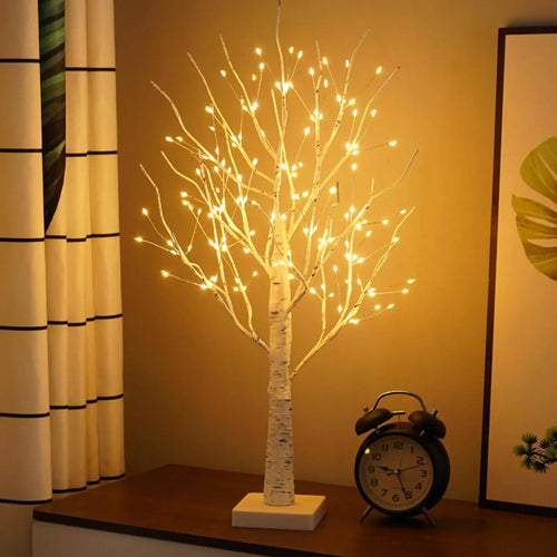 Birch Tree Table Lamp with Warm, Natural Glow
