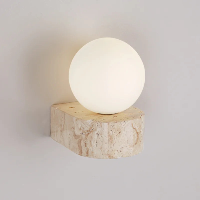 Elegant Faux Travertine Globe Wall Sconce