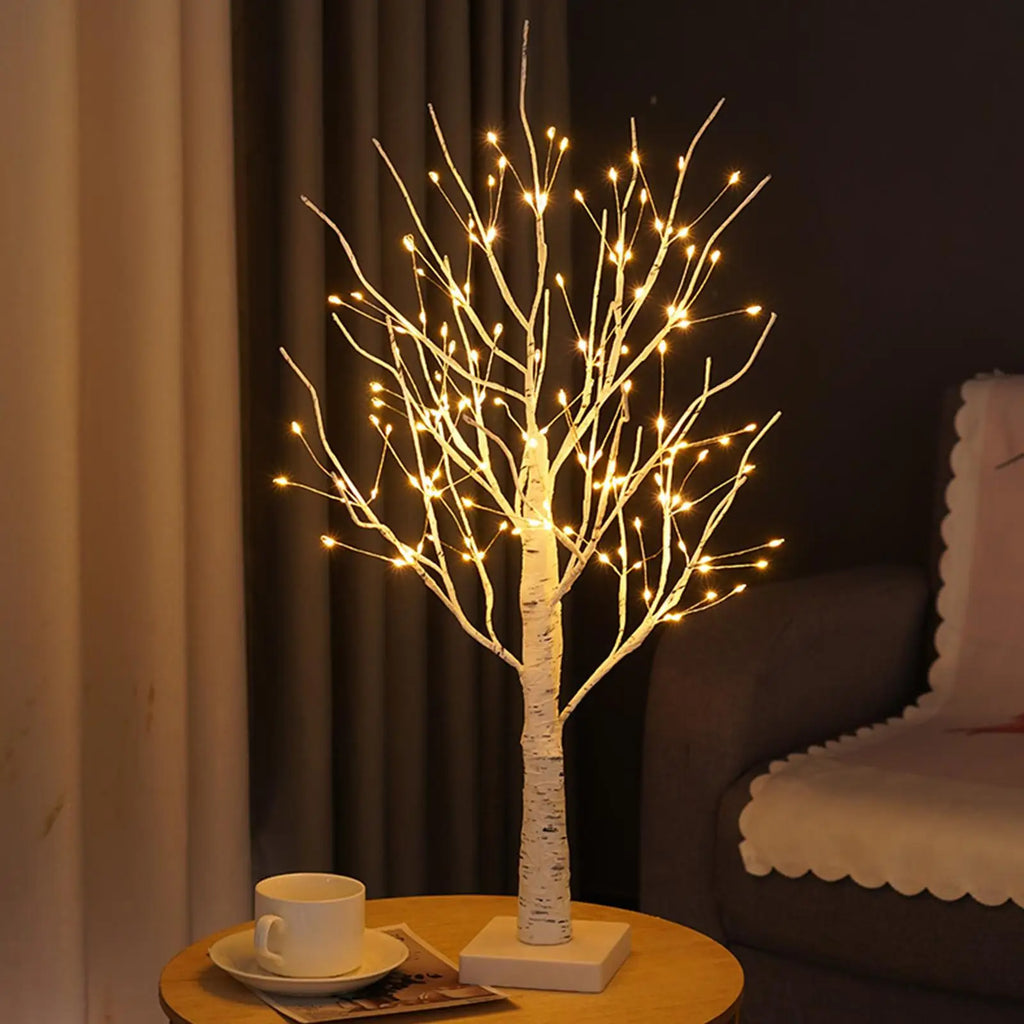 Birch Tree Table Lamp with Warm, Natural Glow