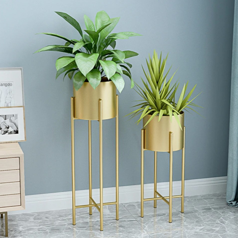 Elegant Metal Planters - 2-Piece Set for Indoor & Outdoor Decor