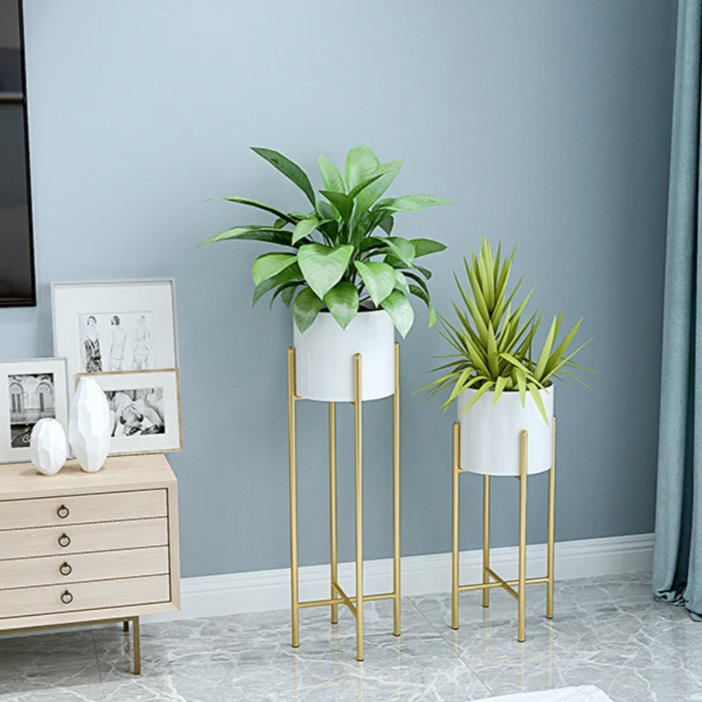 Elegant Metal Planters - 2-Piece Set for Indoor & Outdoor Decor