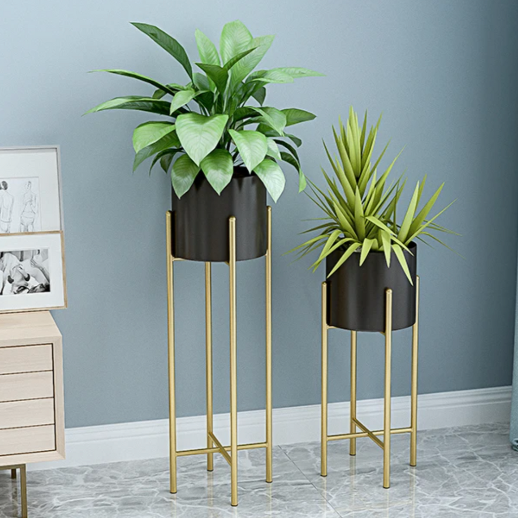 Elegant Metal Planters - 2-Piece Set for Indoor & Outdoor Decor