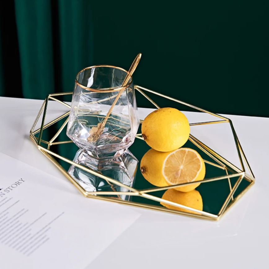 Geometric Glass Serving Tray