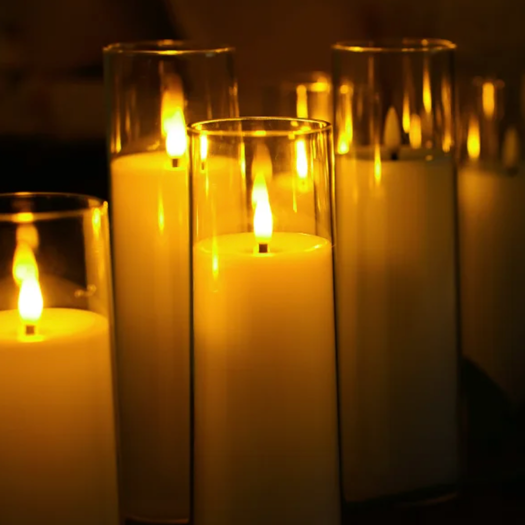9-Piece Flameless Acrylic Candle Set – Realistic LED Candles for Cozy, Safe Ambience