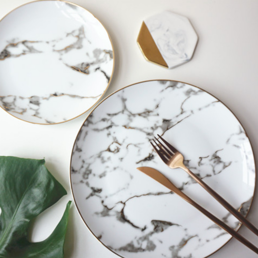 Elegant Marble Plate Set – 2-Piece