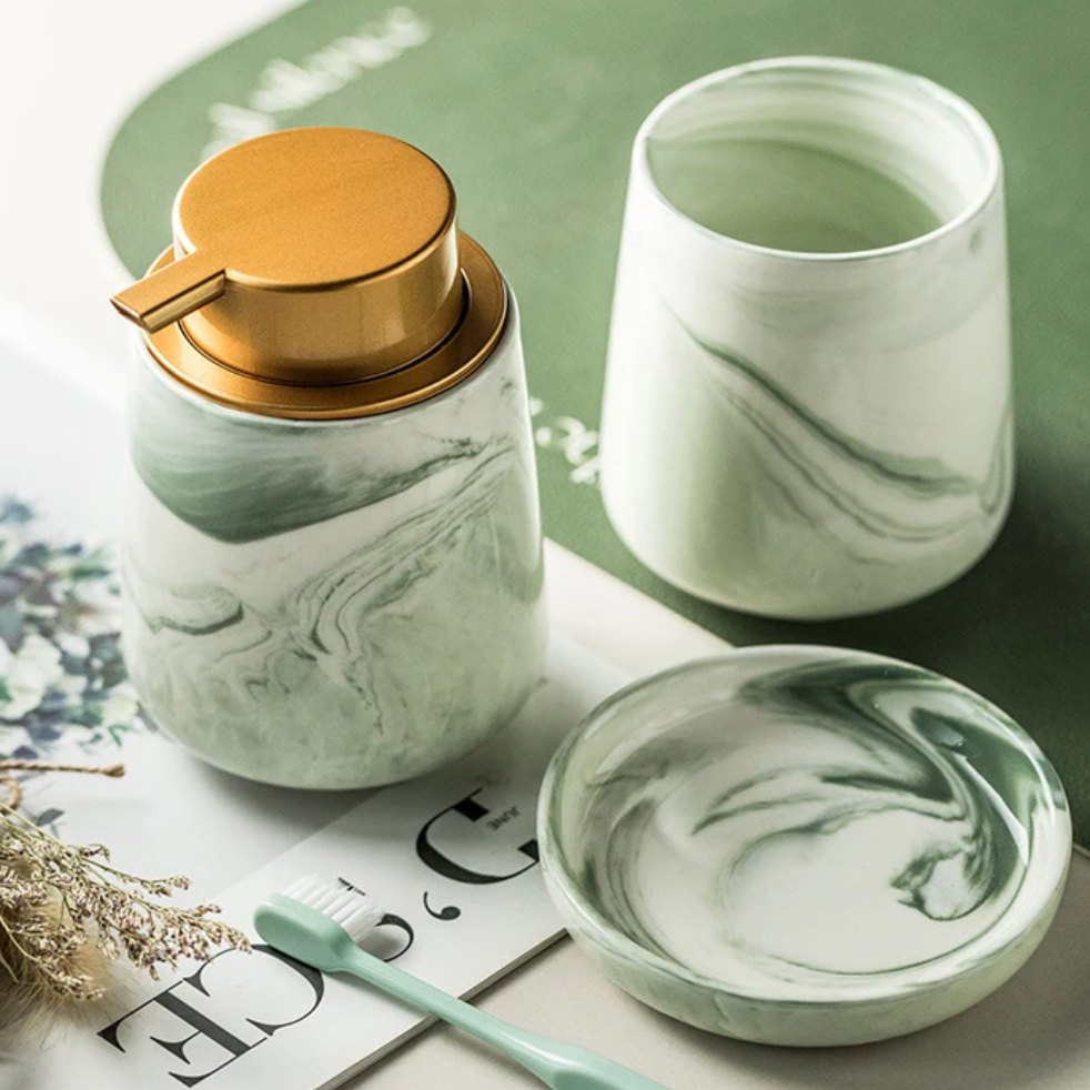 Luxurious Green Marble 4-Piece Bathroom Set