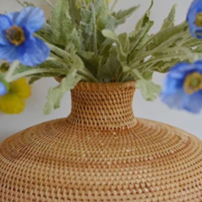 Handwoven Rattan Vase for Natural Boho Decor