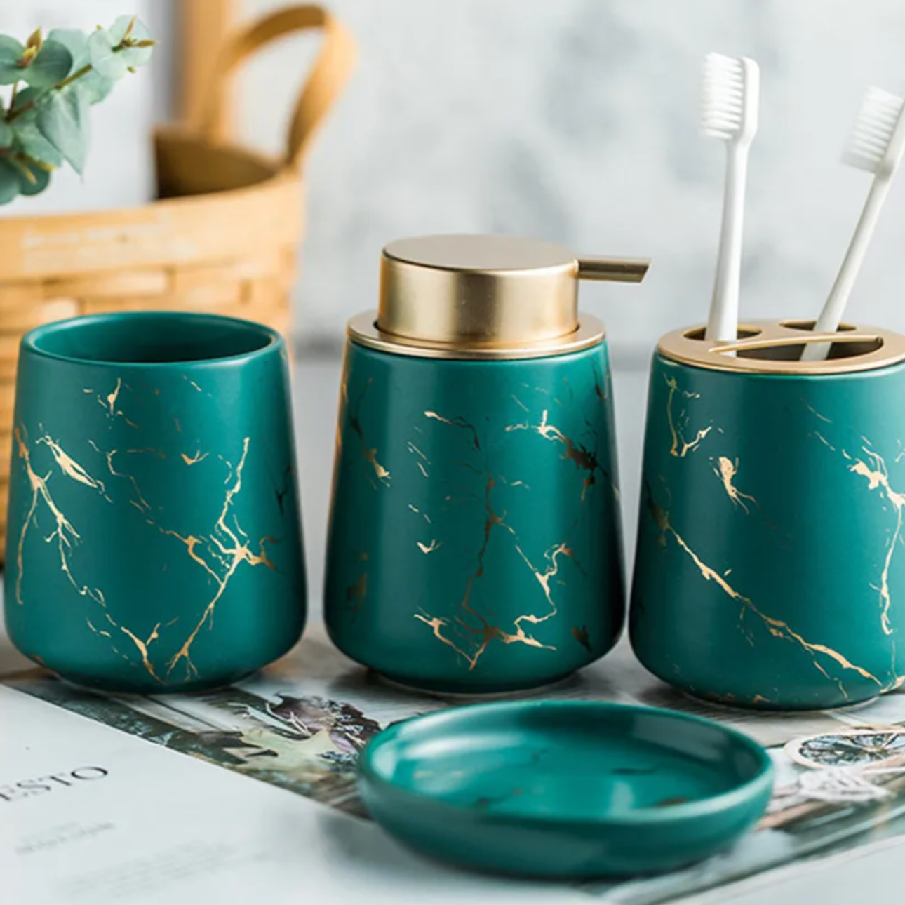 Nordic Marble 4-Piece Luxury Bathroom Accessories Set