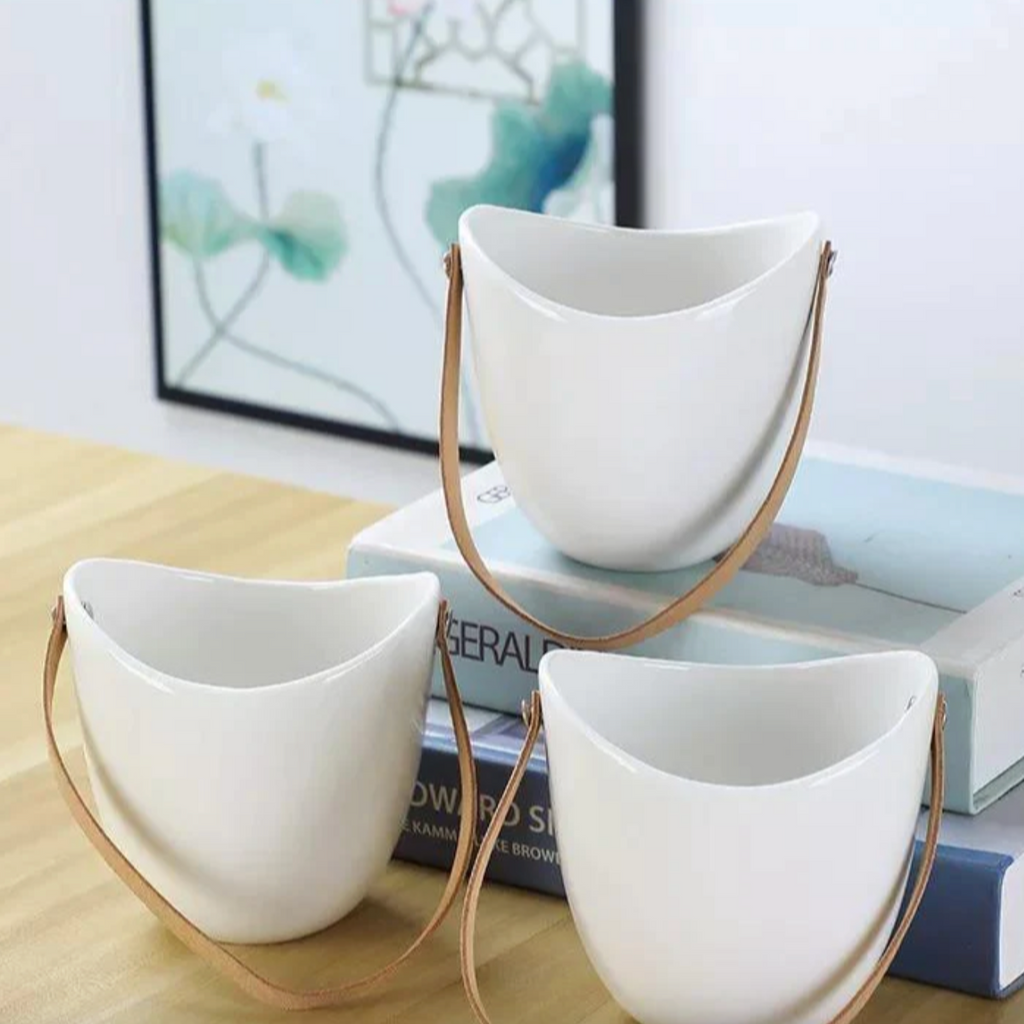 Three-Piece Ceramic Hanging Planter Set