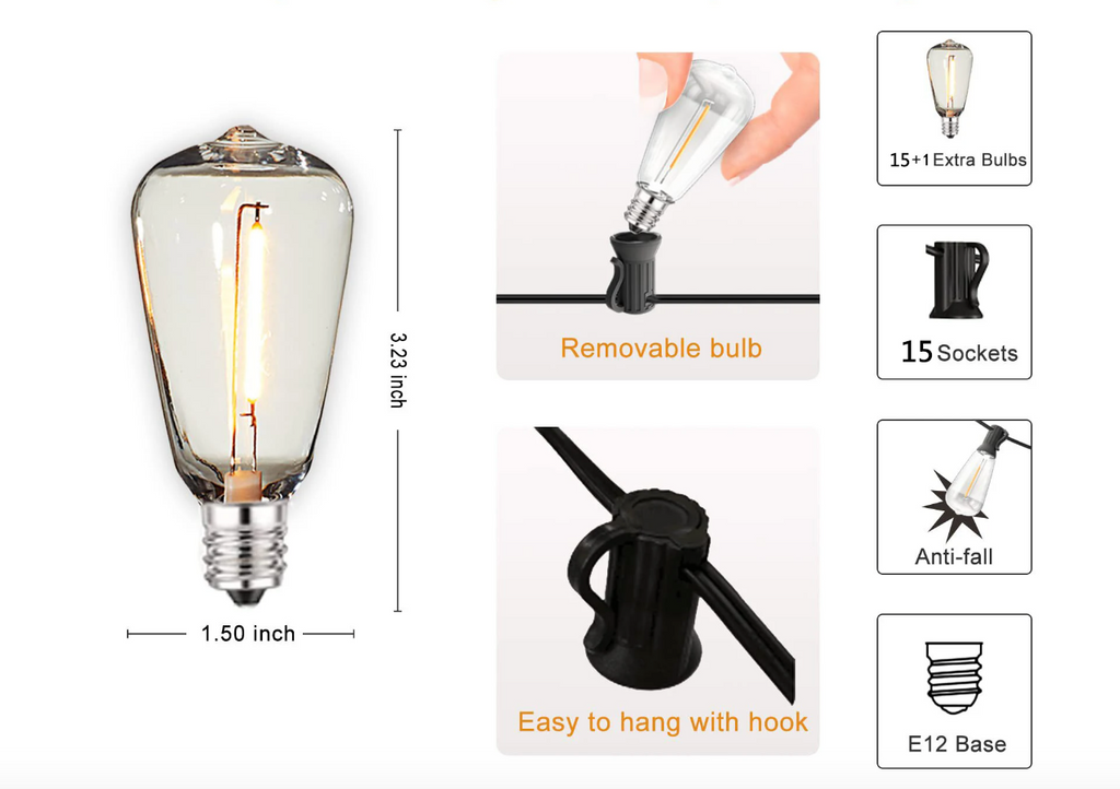 Shatterproof Outdoor String Lights - Durable, Weather-Resistant Patio Ambiance