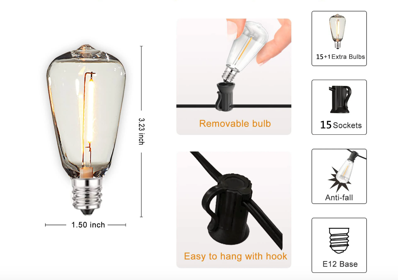 Shatterproof Outdoor String Lights - Durable, Weather-Resistant Patio Ambiance