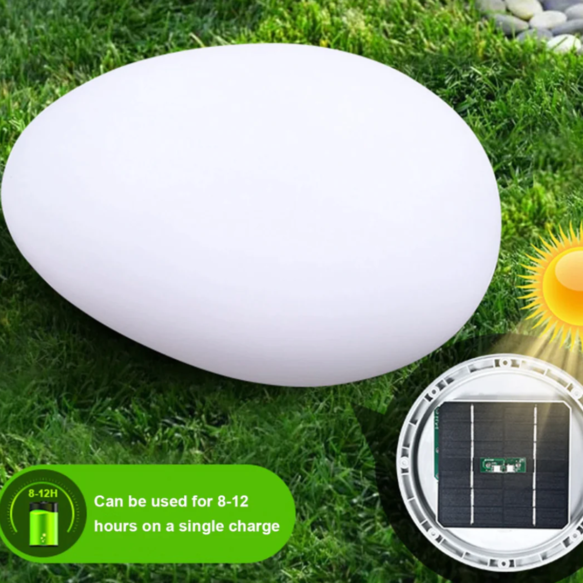 Solar-Powered Patio Stone Light