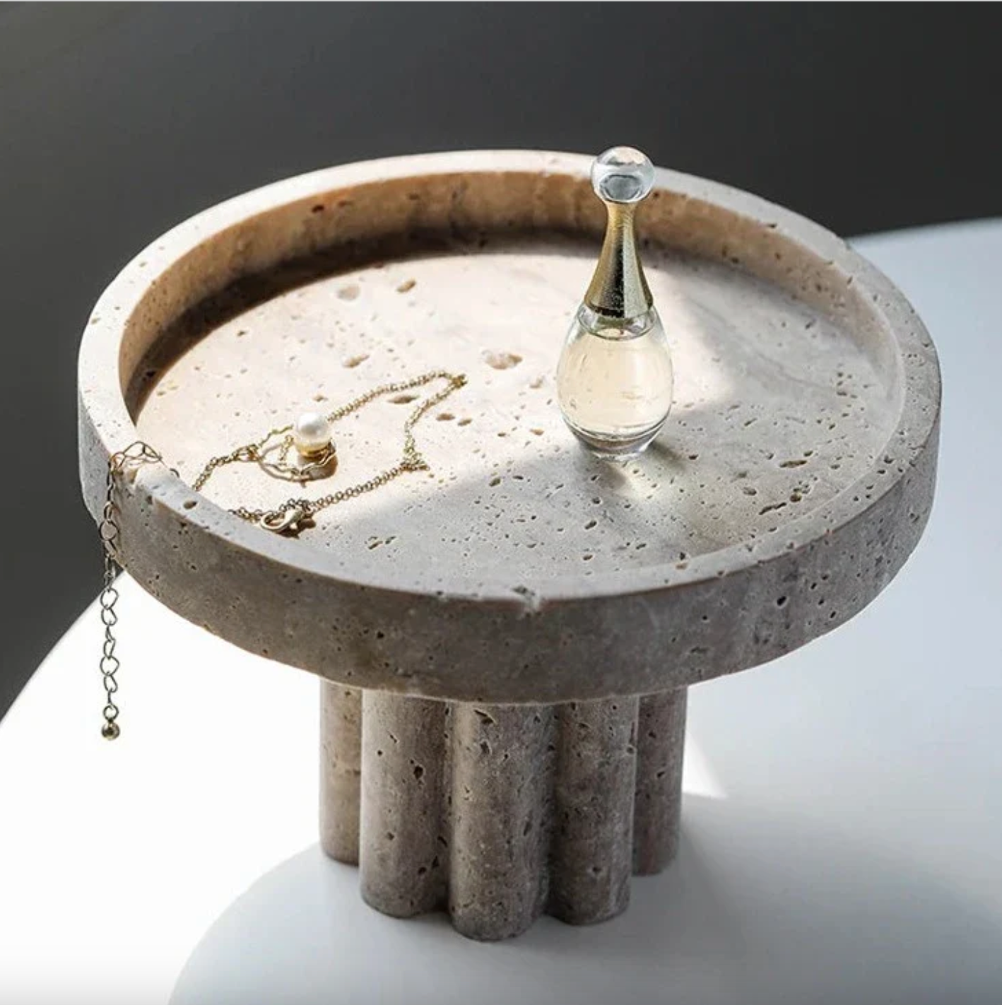 Elegant Faux Travertine Display Stands