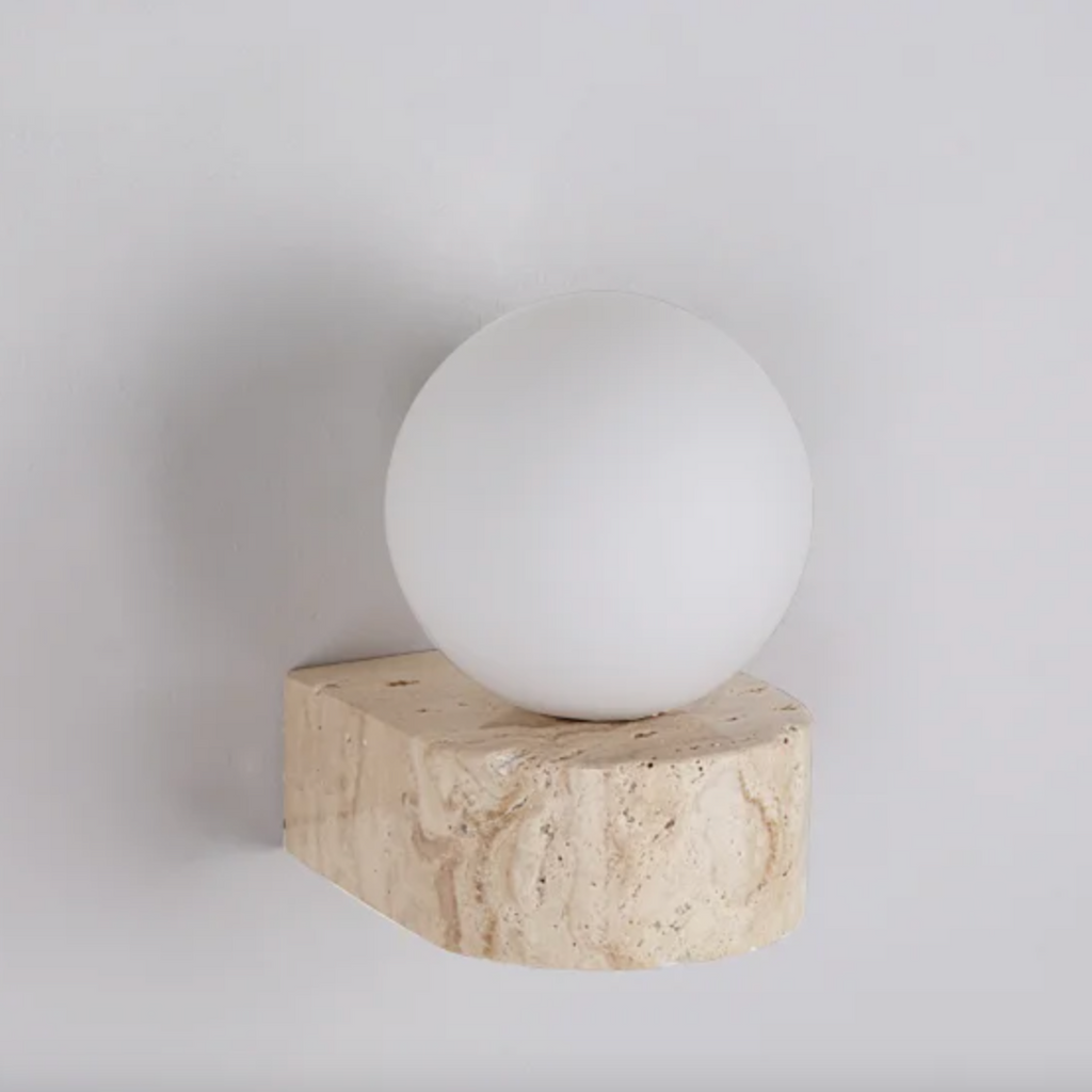 Elegant Faux Travertine Globe Wall Sconce