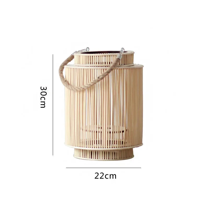 Decorative Bamboo-Style LED Candle Lantern