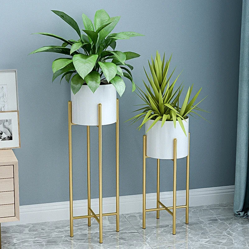 Elegant Metal Planters - 2-Piece Set for Indoor & Outdoor Decor