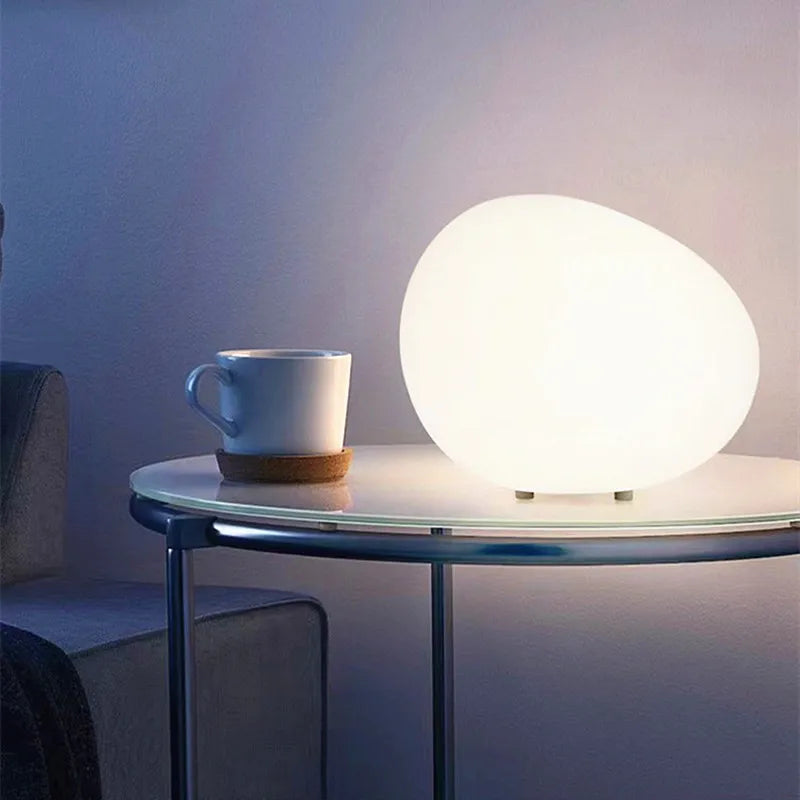 Cobblestone White Lamp - Elegant Stone-Texture Desk Lamp