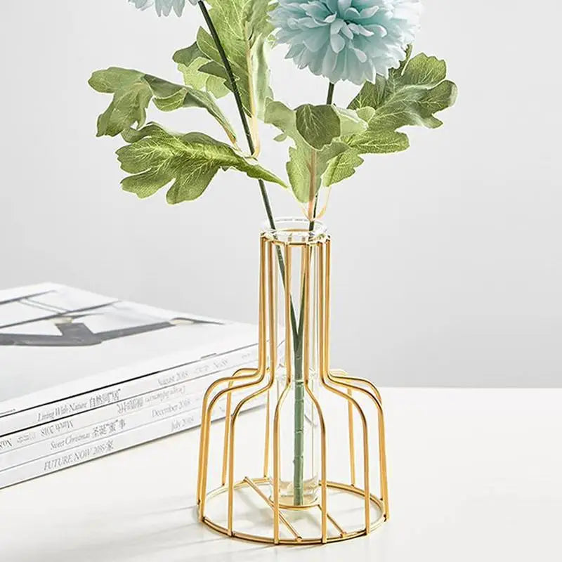 Golden Cage Vase - Elegant Centerpiece for Modern Decor