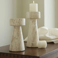 Elegant Faux Travertine Stone Candle Holder