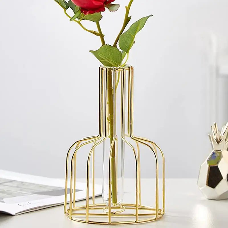 Golden Cage Vase - Elegant Centerpiece for Modern Decor