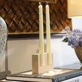 Elegant Faux Travertine Candle Holder with Realistic Stone Look