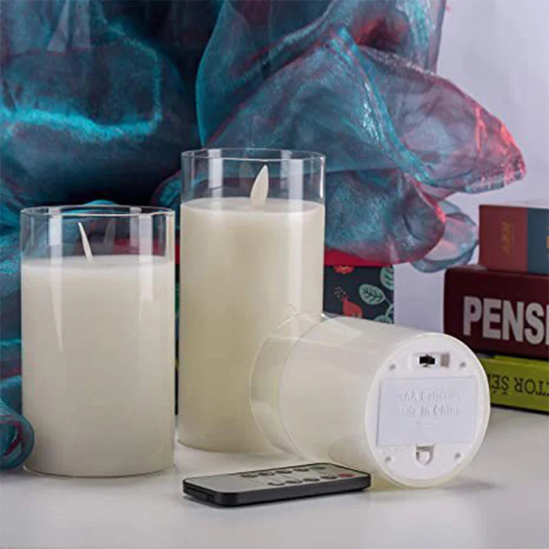 Three-Piece Flameless Candle Set with Realistic LED Flame