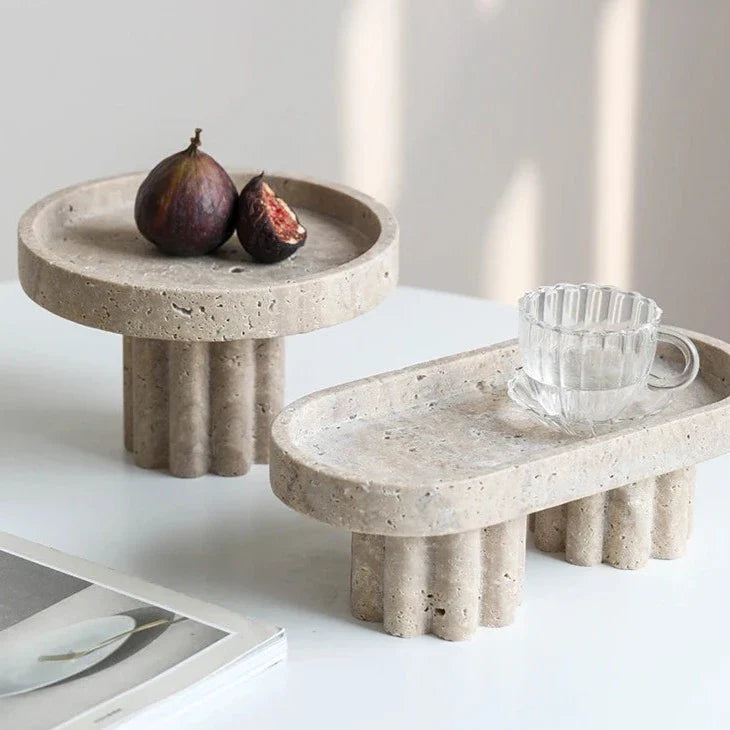 Elegant Faux Travertine Display Stands