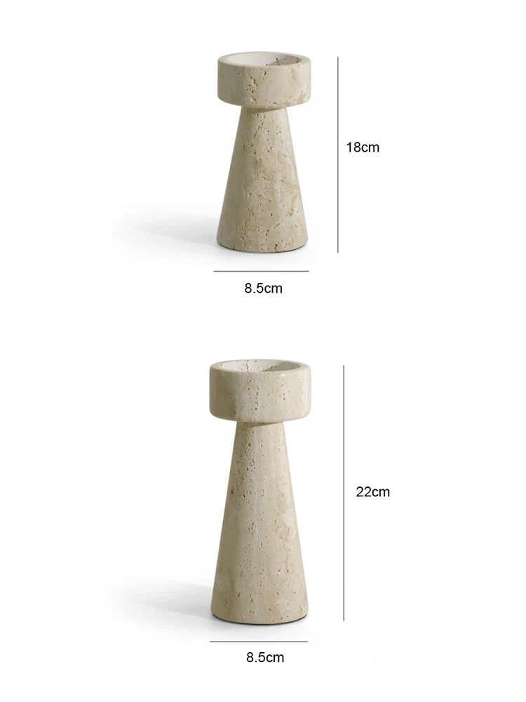 Elegant Faux Travertine Stone Candle Holder