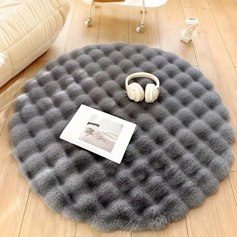 Luxurious Rabbit Faux Fur Round Rug