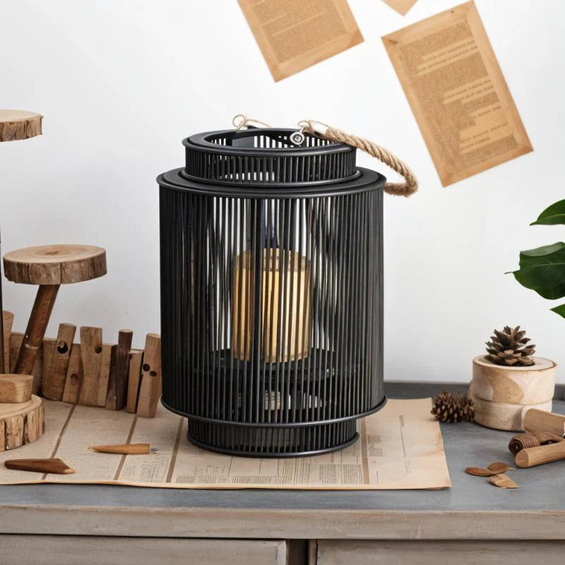 Decorative Bamboo-Style LED Candle Lantern