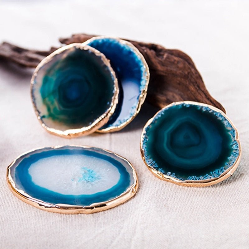 Blue Agate Coaster Set — 2-Piece Premium Coasters
