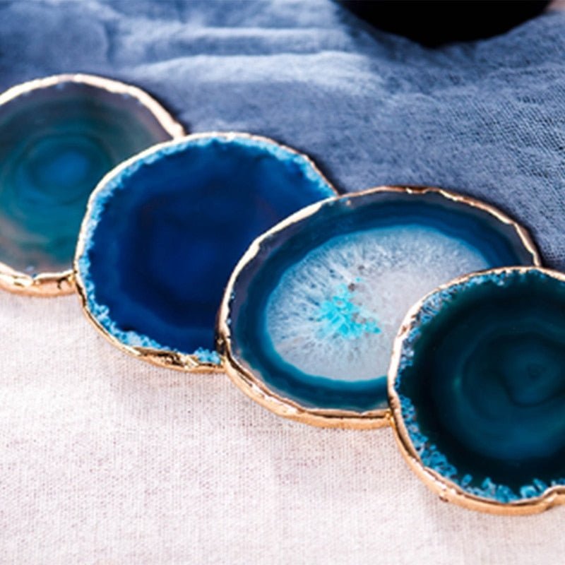 Blue Agate Coaster Set — 2-Piece Premium Coasters