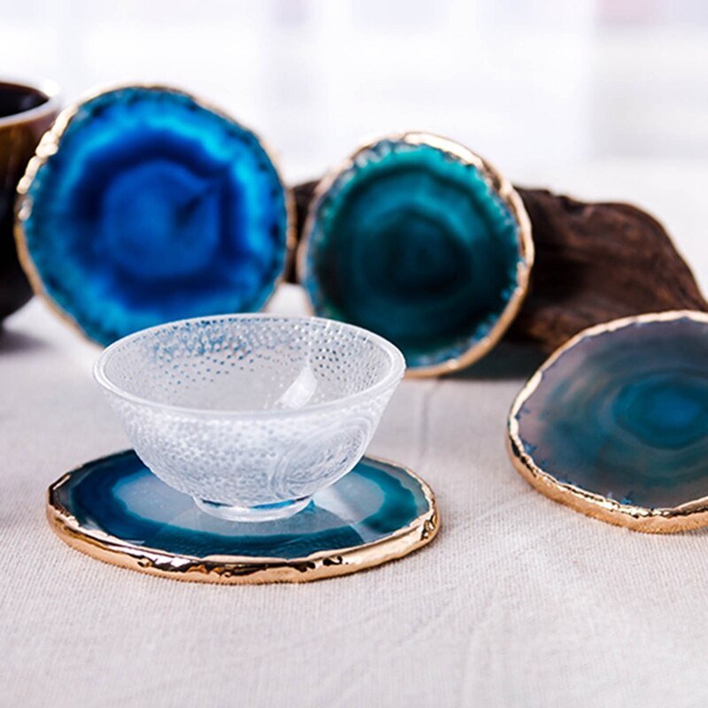 Blue Agate Coaster Set — 2-Piece Premium Coasters