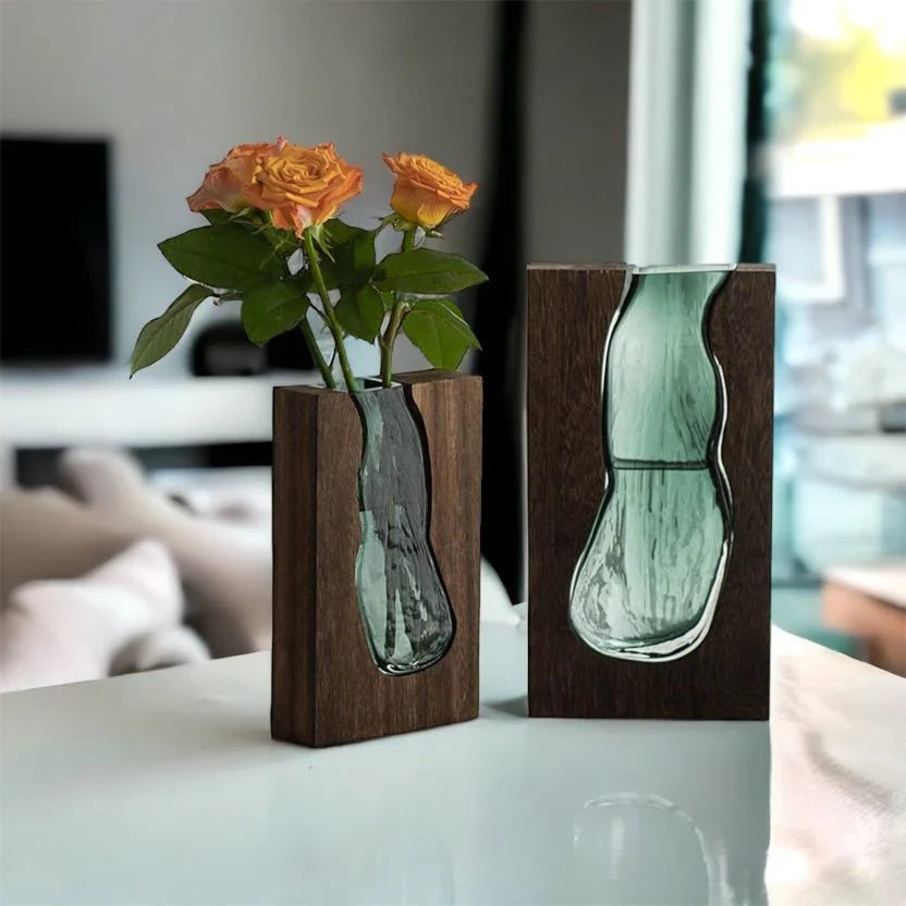 Nordic Live Edge Vase - Handcrafted Natural Wood Centerpiece