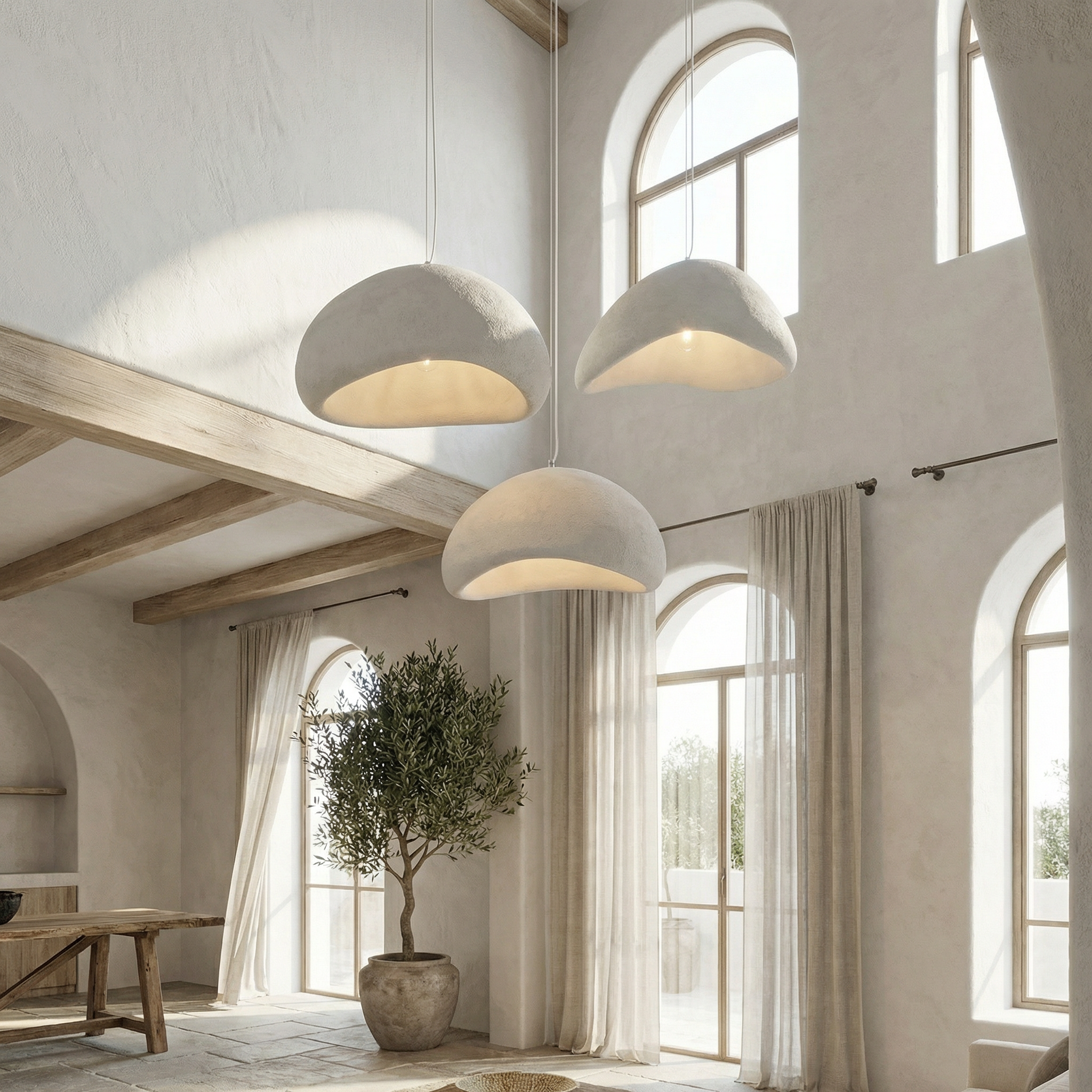 Wabi-Sabi Pendant Light - Rustic, Handcrafted Minimalist Glow