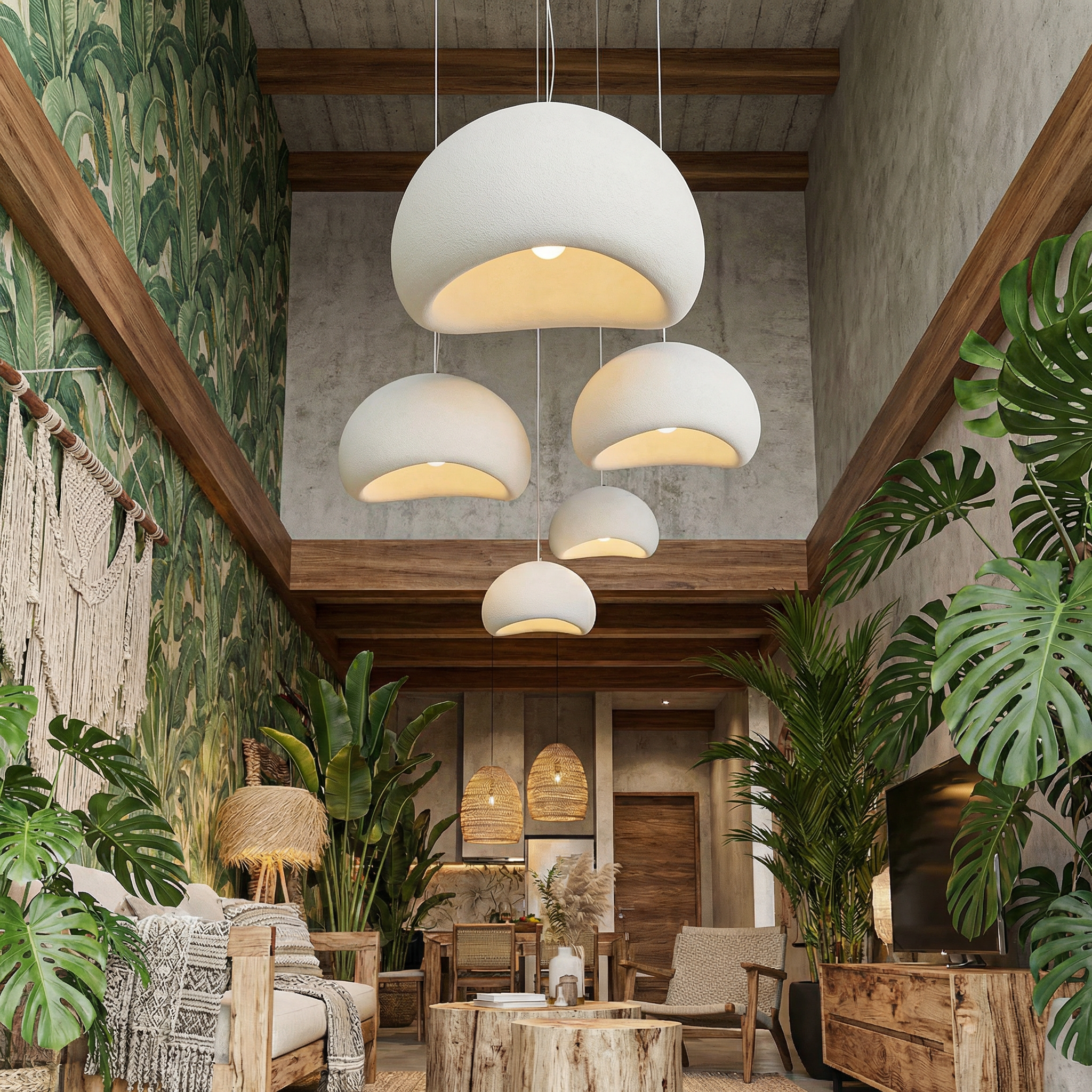 Wabi-Sabi Pendant Light - Rustic, Handcrafted Minimalist Glow